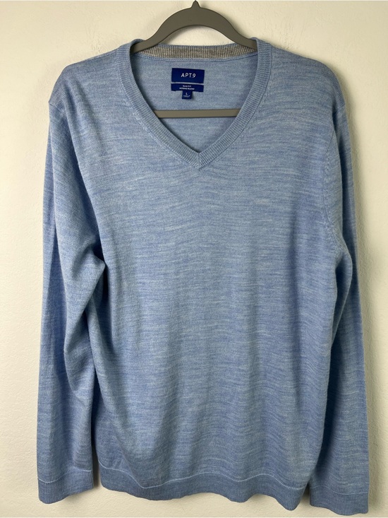 Apt. 9 Other - Apt 9 Light Blue Merino Wool Blend V-neck Slim Fit Summer Fall Vacation Sweater